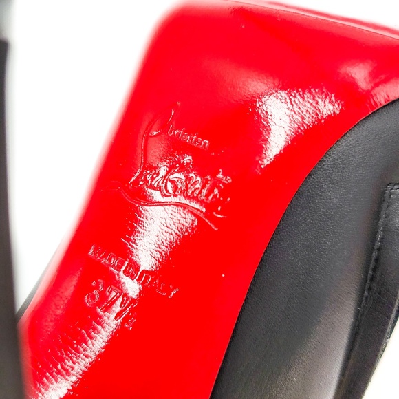 Christian Louboutin Bobsleigh Black 100 Leather Heeled Ankle Zip Booties EU 37.5 - Picture 9 of 11